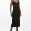 Petite Figure Form Corset Detail Woven Strappy Midi Dress