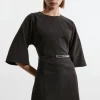 Petite Flannel Tailored Belted Dress