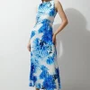 Petite Floral Printed Drapey Jersey Maxi Dress