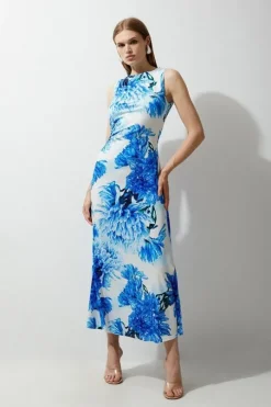 Petite Floral Printed Drapey Jersey Maxi Dress