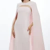 Petite Fluid Tailored Caped Midi Dress
