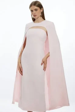 Petite Fluid Tailored Caped Midi Dress