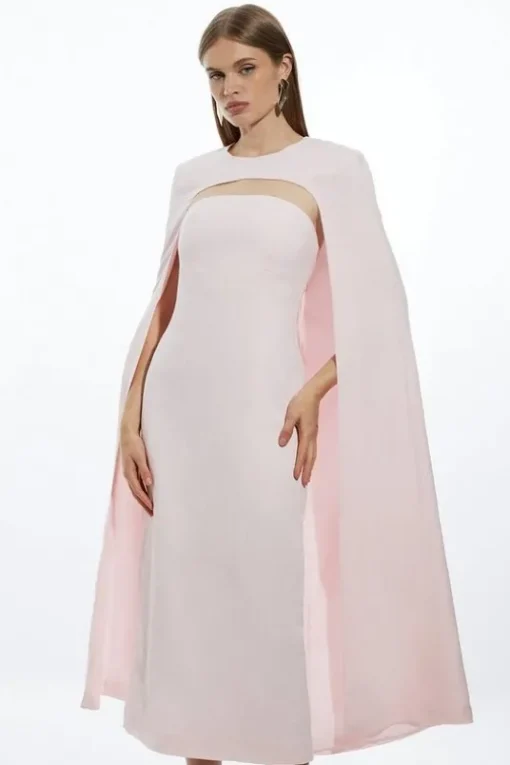 Petite Fluid Tailored Caped Midi Dress