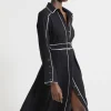 Petite Fluid Tailored Tipped Belt Detailed Midi Shirt Dress