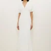 Petite Fluid Tailored Waterfall Sleeve Maxi Dress
