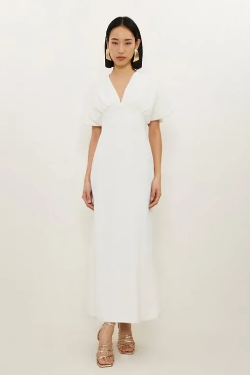 Petite Fluid Tailored Waterfall Sleeve Maxi Dress