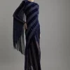 Petite Fringed Velvet Devore Long Sleeve Woven Maxi Dress