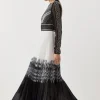 Petite Guipure Lace Satin Woven Maxi Dress