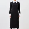 Petite Jersey Cotton Poplin Midi Collar Dress