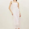 Petite Lace Petal Applique Woven One Strap Maxi Dress