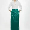 Petite Leather Corset Detail High Waist Maxi Pencil Skirt