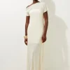 Petite Light Weight Summer Knit Midaxi Dress With Woven Slip