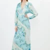 Petite Marble Print Jersey Shirt Midi Dress