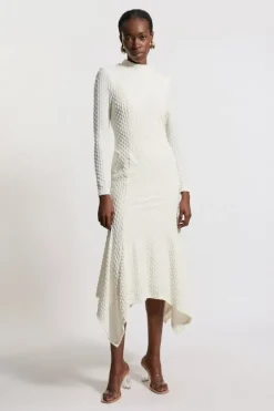 Petite Maxi Textured Jersey Waterfall Dress