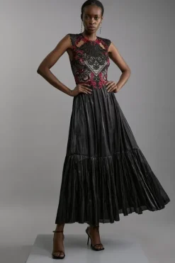 Petite Metallic Organdie Flow Skirt