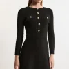 Petite Military Rib Knit Skater Mini Dress