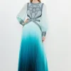 Petite Ombre Embroidery Woven Maxi Dress