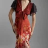 Petite Ombre Floral Ruffle Sleeve Button Through Maxi Dress