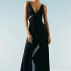 Petite Ooto Sheer Panelled Woven Maxi Dress