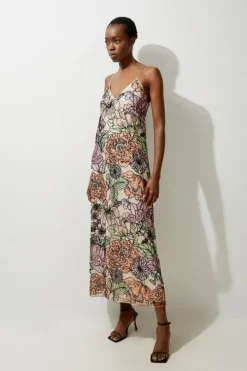 Petite Organdie Sequin & Beaded Woven Strappy Midaxi Dress