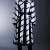 Petite Panelled Stripe Faux Fur Pu Belted Long Coat