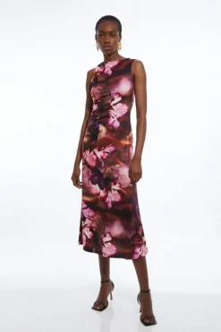 Petite Photographic Floral Printed Jersey Crepe Maxi Dress