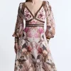 Petite Placed Floral Embroidered And Beaded Woven Midi Dress