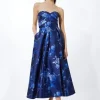 Petite Placed Jacquard Twill Woven Prom Dress