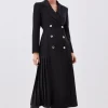 Petite Pleated Button Detailed Woven Midi Dress