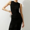 Petite Pointelle Knit Racer Midi Dress