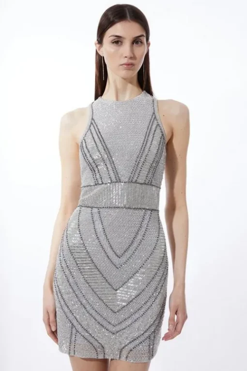 Petite Premium Beading And Embellished Mini Dress