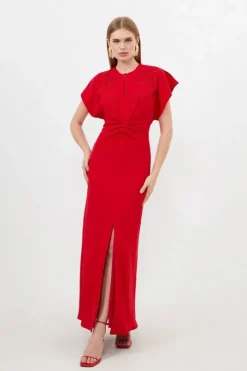 Petite Premium Cady Cutwork Woven Maxi Dress
