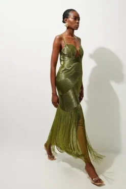 Petite Premium Embellished Draped Beaded Strappy Midi
