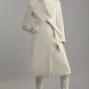 Petite Premium Italian Manteco Wool Investment Notch Neck Tailored Midi Coat