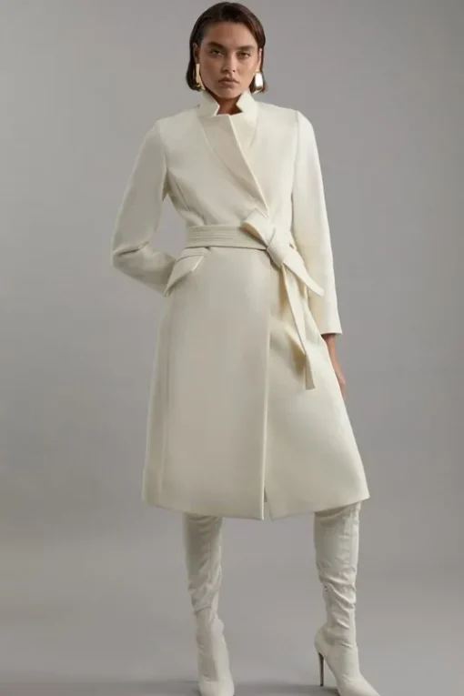 Petite Premium Italian Manteco Wool Investment Notch Neck Tailored Midi Coat