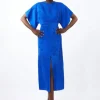 Petite Premium Jacquard Woven Midaxi Sleeve Dress