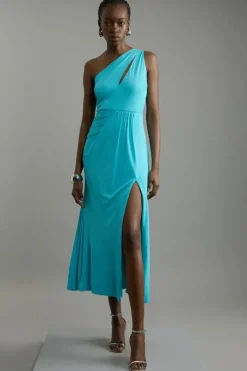 Petite Premium Viscose Jersey Bandeau Split Maxi Dress