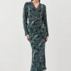 Petite Printed Georgette Woven Maxi Dress With Scarf Detail