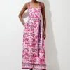 Petite Printed Viscose Woven Tie Waist Wide Leg Jumpsuit