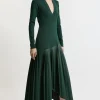 Petite Pu Knit Belted Midi Dress