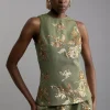 Petite Satin Sequin And Embroidery Woven Sleeveless Top