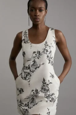 Petite Satin Sequin And Embroidery Woven Mini Dress