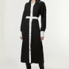 Petite Scallop Trim Woven Crepe Shirt Dress
