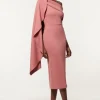 Petite Scuba Crepe Woven Cape Midi Dress