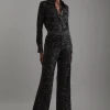 Petite Sequin High Waisted Wide Leg Pants