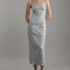 Petite Sequin Metallic Boucle Tailored Maxi Dress