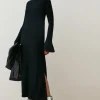 Petite Silk Cuff Maxi Knit Merino Dress