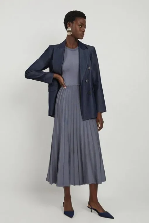 Petite Slinky Knit Pleated Midaxi Dress