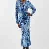Petite Snake Georgette Woven Maxi Dress With Scarf Detail