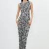 Petite Snake Mesh Jersey Sleeveless Maxi Dress